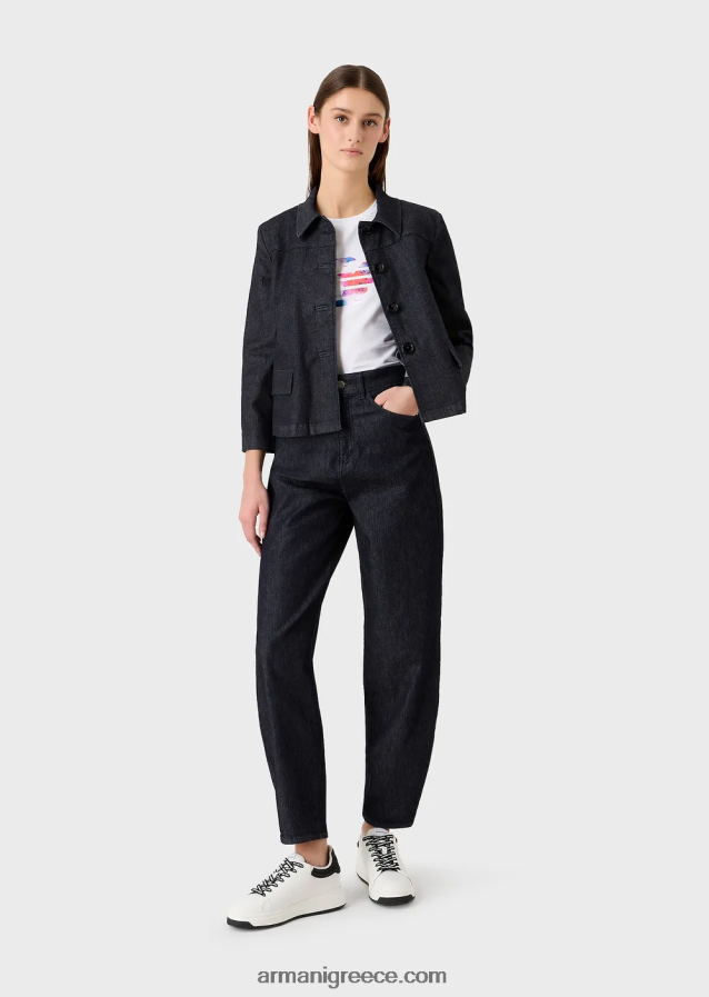 γυναίκες Armani μπλουζάκι στρετ με μοτίβο αετού μεγάλου μεγέθους 4046R6458 άσπρο