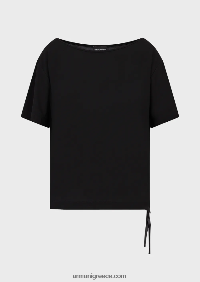 γυναίκες Armani Ζέρσεϊ-κρεπ πουκάμισο με μανίκια ρεγκλάν 4046R6468 μαύρος