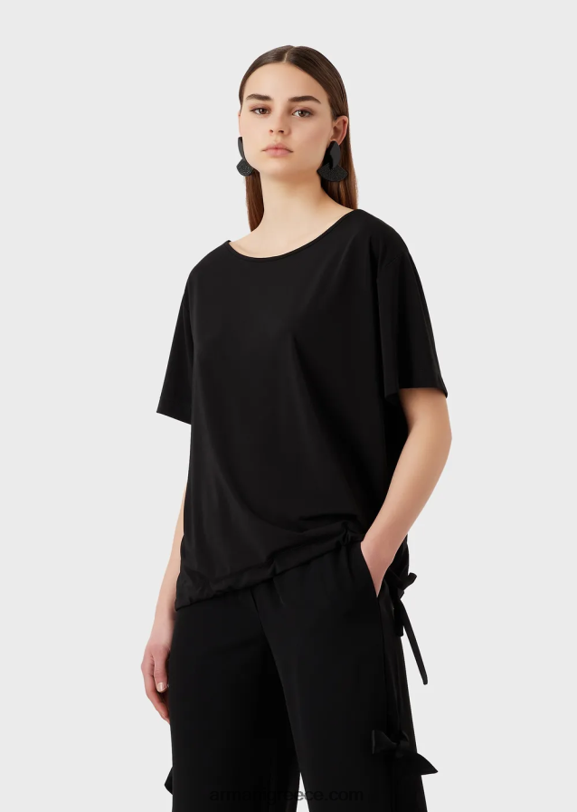 γυναίκες Armani Ζέρσεϊ-κρεπ πουκάμισο με μανίκια ρεγκλάν 4046R6468 μαύρος