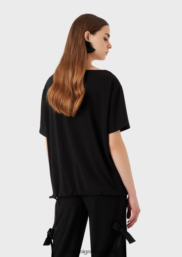 γυναίκες Armani Ζέρσεϊ-κρεπ πουκάμισο με μανίκια ρεγκλάν 4046R6468 μαύρος