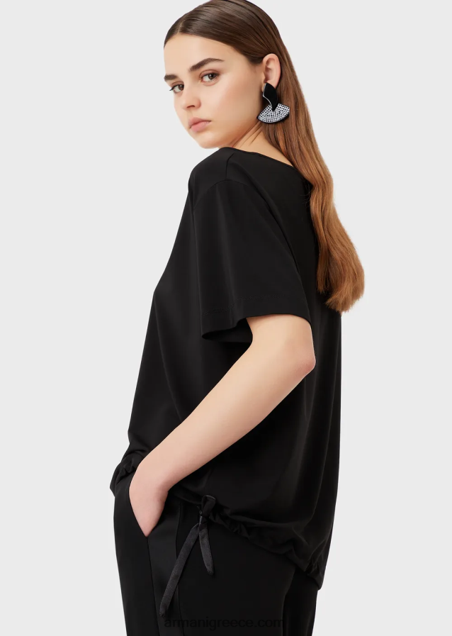 γυναίκες Armani Ζέρσεϊ-κρεπ πουκάμισο με μανίκια ρεγκλάν 4046R6468 μαύρος