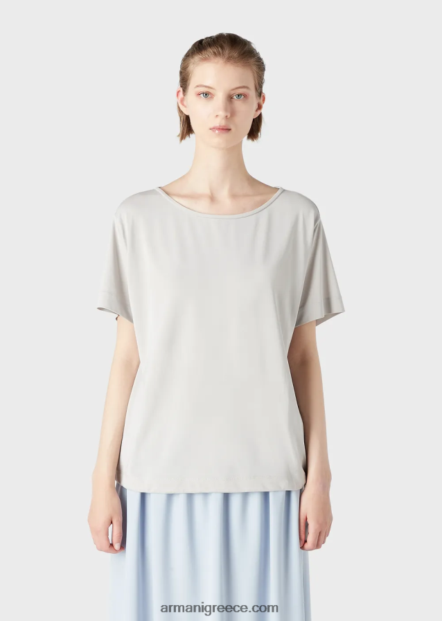 γυναίκες Armani Ζέρσεϊ-κρεπ πουκάμισο με μανίκια ρεγκλάν 4046R6469 γκρι περιστεριού