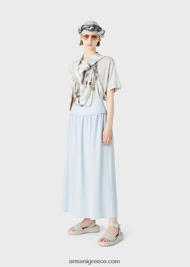 γυναίκες Armani Ζέρσεϊ-κρεπ πουκάμισο με μανίκια ρεγκλάν 4046R6469 γκρι περιστεριού