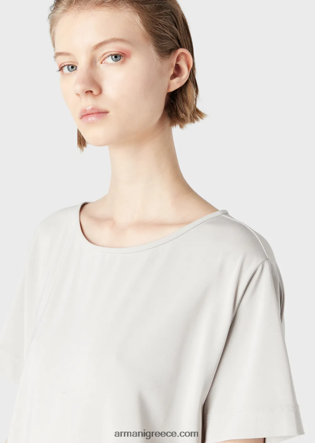 γυναίκες Armani Ζέρσεϊ-κρεπ πουκάμισο με μανίκια ρεγκλάν 4046R6469 γκρι περιστεριού