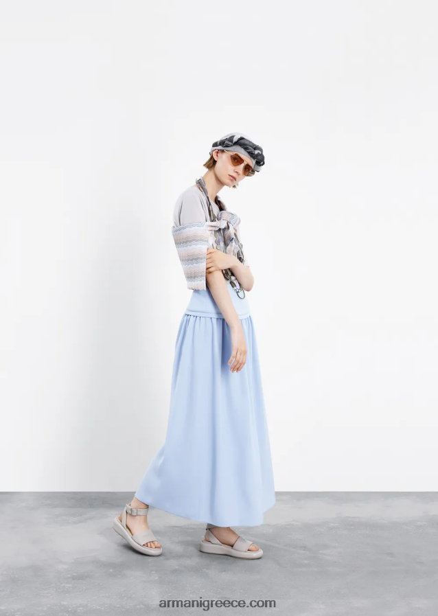 γυναίκες Armani Ζέρσεϊ-κρεπ πουκάμισο με μανίκια ρεγκλάν 4046R6469 γκρι περιστεριού