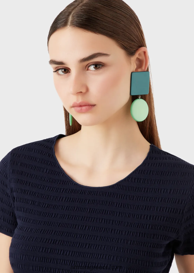 γυναίκες Armani κοντομάνικο τζάμπα σε βιολογικό ανάγλυφο ζέρσεϊ ζακάρ 4046R6473 ναυτικό μπλε