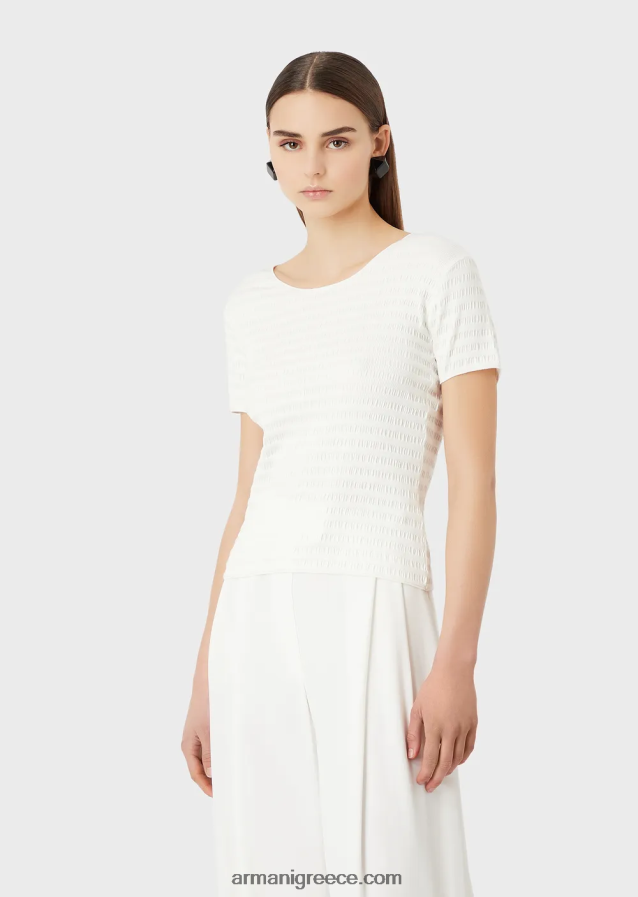 γυναίκες Armani κοντομάνικο τζάμπα σε βιολογικό ανάγλυφο ζέρσεϊ ζακάρ 4046R6474