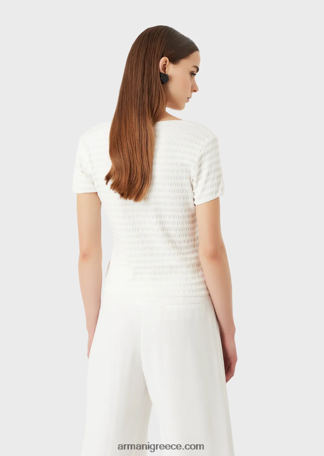 γυναίκες Armani κοντομάνικο τζάμπα σε βιολογικό ανάγλυφο ζέρσεϊ ζακάρ 4046R6474