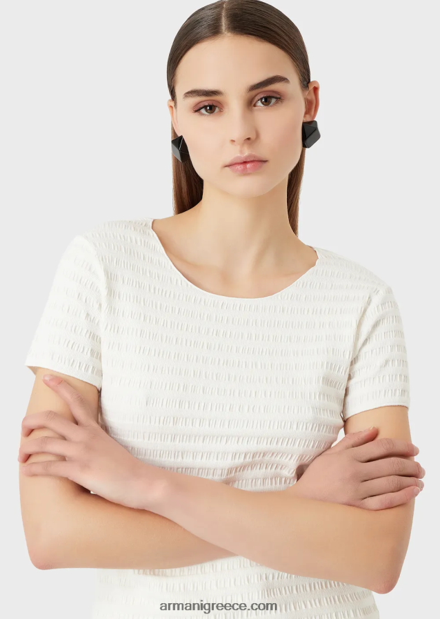 γυναίκες Armani κοντομάνικο τζάμπα σε βιολογικό ανάγλυφο ζέρσεϊ ζακάρ 4046R6474