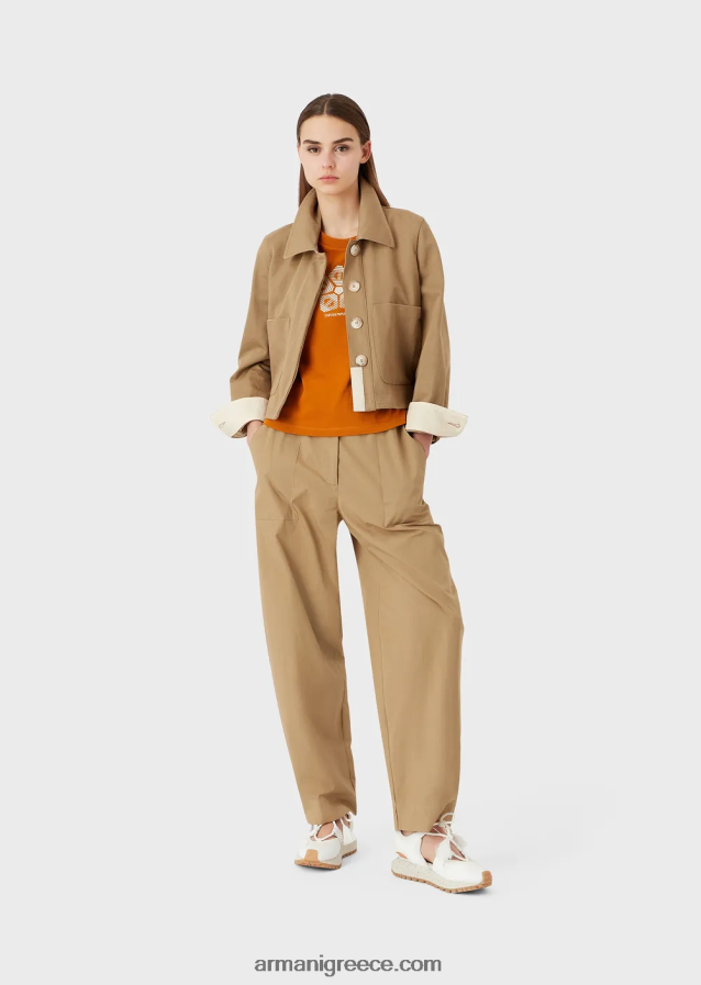 γυναίκες Armani βιολογικό αμερικάνικο μπλουζάκι με στάμπα βιώσιμης συλλογής 4046R6482 πορτοκάλι