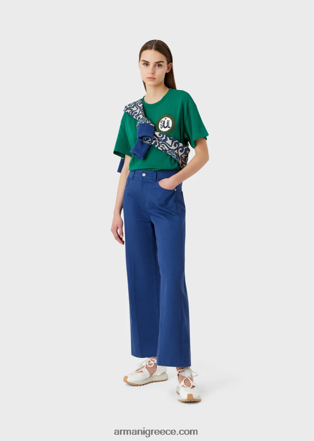 γυναίκες Armani βιώσιμη συλλογή βιολογικό αμερικάνικο μπλουζάκι με μπάλωμα 4046R6485 πράσινος