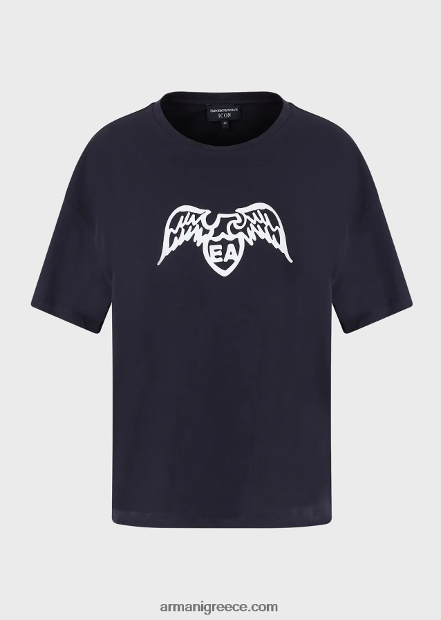 γυναίκες Armani T-shirt pima με λογότυπο αετού 4046R6486