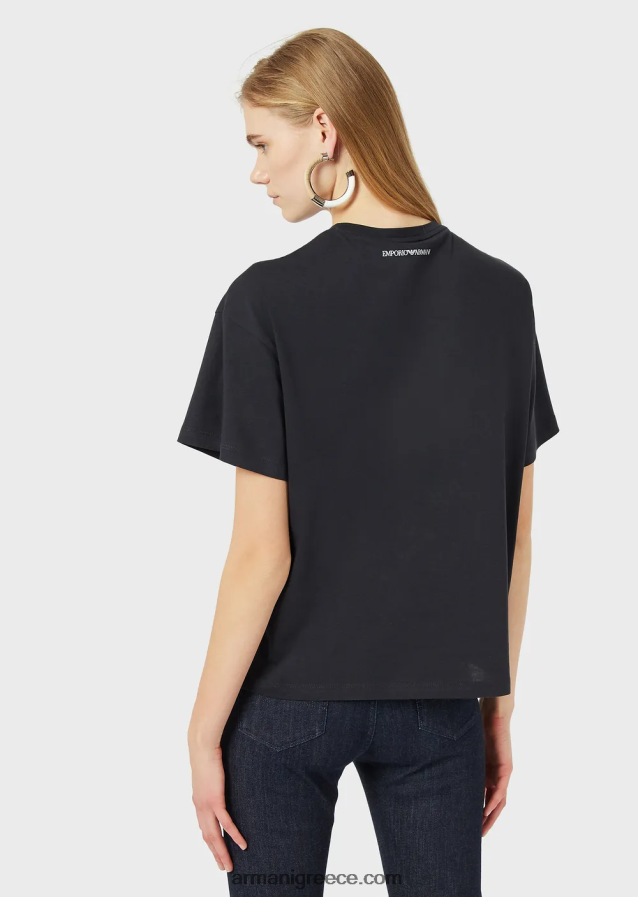 γυναίκες Armani T-shirt pima με λογότυπο αετού 4046R6486