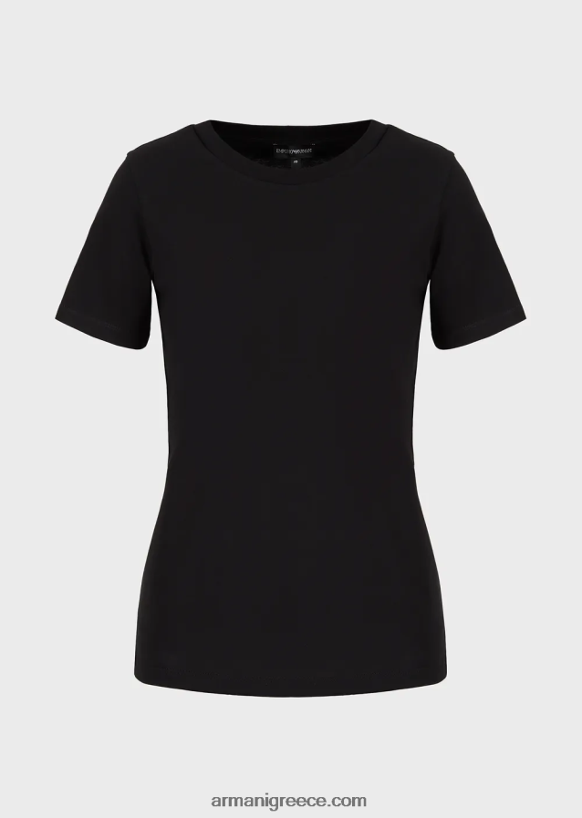 γυναίκες Armani T-shirt pima-jersey με λαιμόκοψη 4046R6489 μαύρος