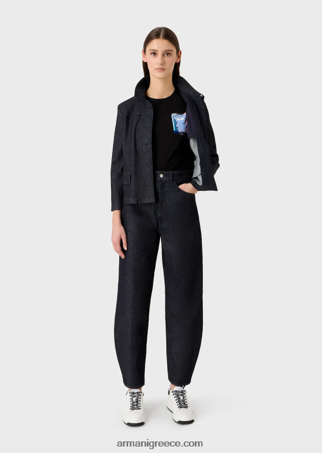 γυναίκες Armani μπλουζάκι με στάμπα ζέρσεϊ με στάμπα manga bear 4046R6453 μαύρος