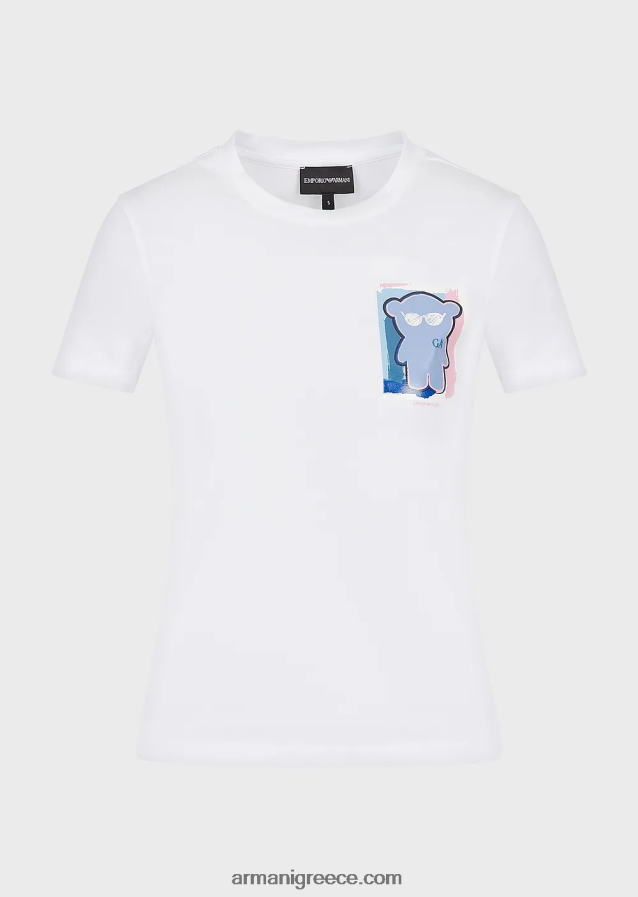 γυναίκες Armani μπλουζάκι με στάμπα ζέρσεϊ με στάμπα manga bear 4046R6454 άσπρο