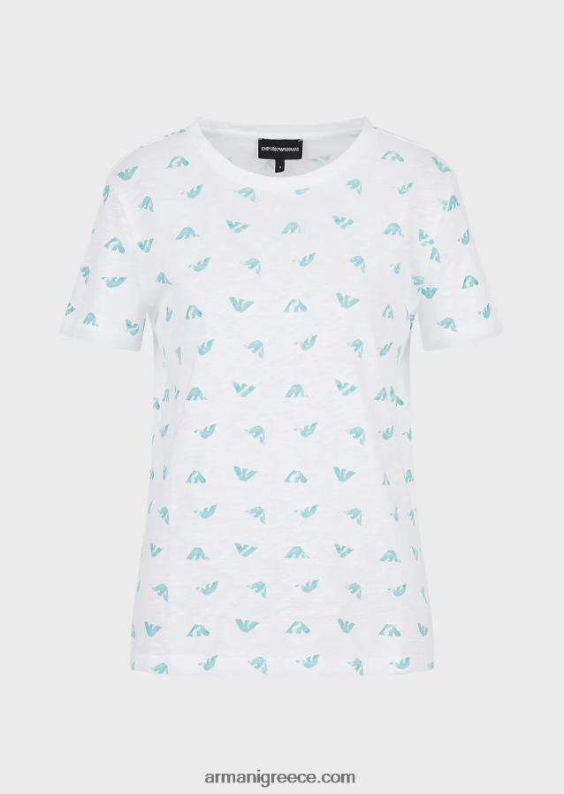 γυναίκες Armani μπλουζάκι slub-jersey με τύπωμα λογότυπου 4046R6438 άσπρο