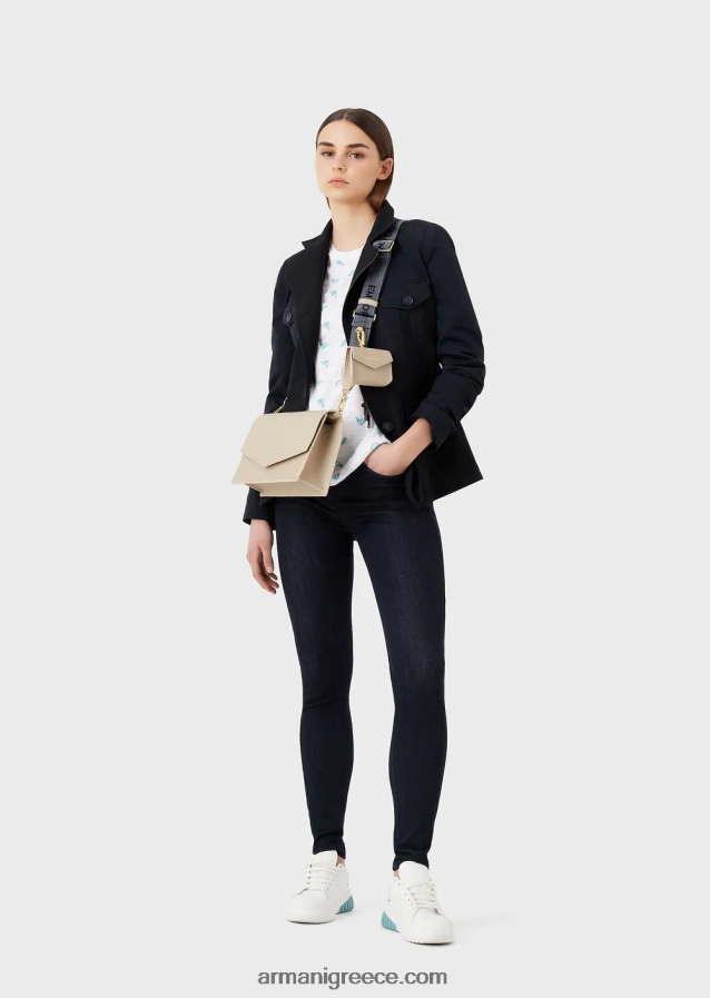 γυναίκες Armani μπλουζάκι slub-jersey με τύπωμα λογότυπου 4046R6438 άσπρο