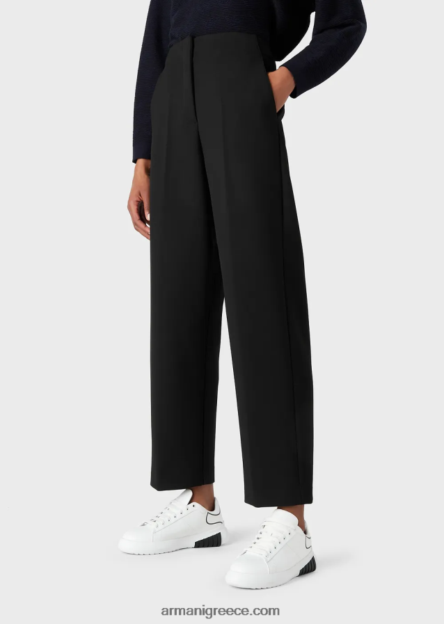 γυναίκες Armani ανακυκλωμένα παντελόνια με ελαστικά είδη ταξιδιού 4046R6255 μαύρος