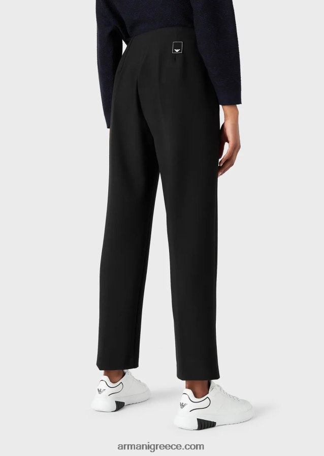 γυναίκες Armani ανακυκλωμένα παντελόνια με ελαστικά είδη ταξιδιού 4046R6255 μαύρος