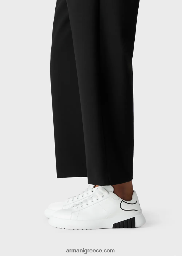 γυναίκες Armani ανακυκλωμένα παντελόνια με ελαστικά είδη ταξιδιού 4046R6255 μαύρος