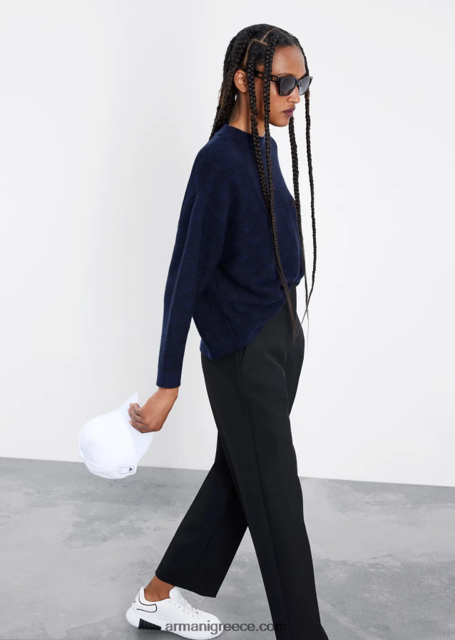 γυναίκες Armani ανακυκλωμένα παντελόνια με ελαστικά είδη ταξιδιού 4046R6255 μαύρος