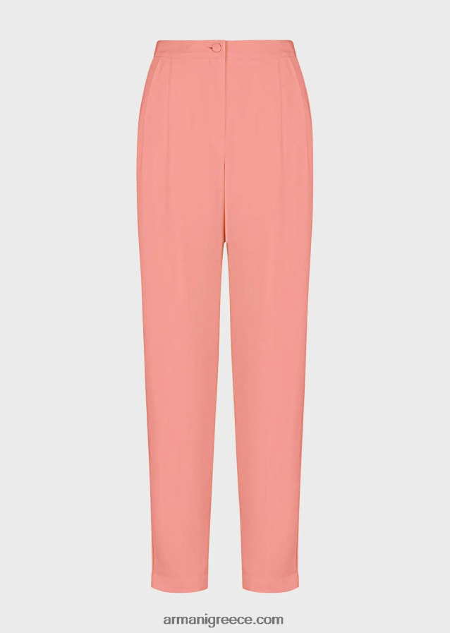 γυναίκες Armani παντελόνι με βελάκια και σωληνώσεις από γρανίτη ύφασμα 4046R6257 ροζ