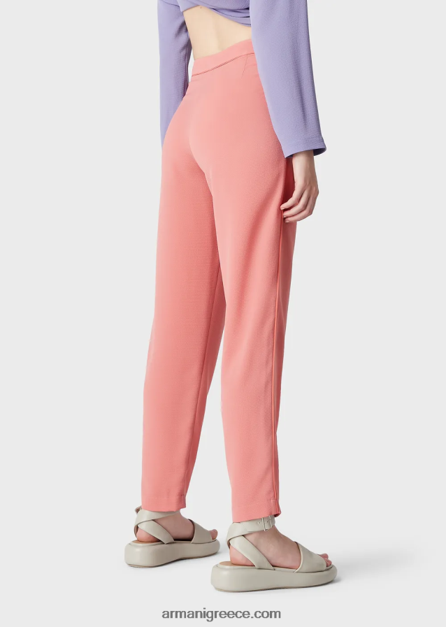 γυναίκες Armani παντελόνι με βελάκια και σωληνώσεις από γρανίτη ύφασμα 4046R6257 ροζ