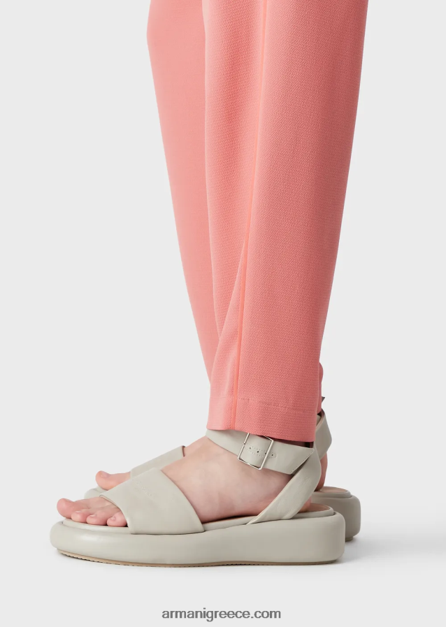 γυναίκες Armani παντελόνι με βελάκια και σωληνώσεις από γρανίτη ύφασμα 4046R6257 ροζ