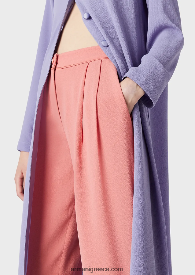 γυναίκες Armani παντελόνι με βελάκια και σωληνώσεις από γρανίτη ύφασμα 4046R6257 ροζ