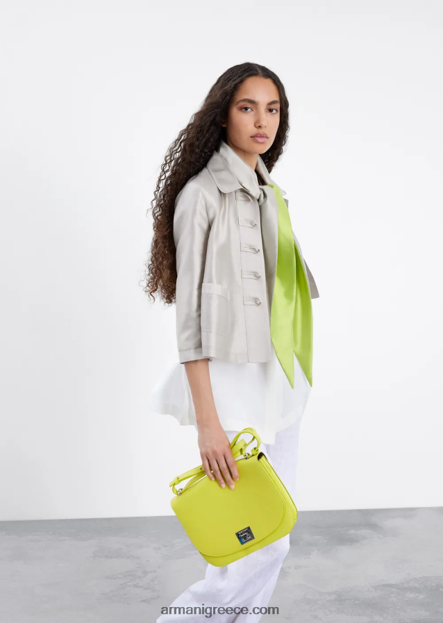 γυναίκες Armani παντελόνι από καθαρό λινό με ελαστική μέση 4046R6260 άσπρο