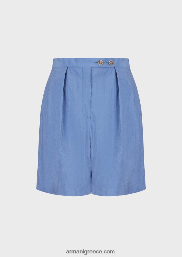 γυναίκες Armani πλυμένο τεχνικό-μεταξωτό σορτς με βελάκια 4046R6261 γαλανός