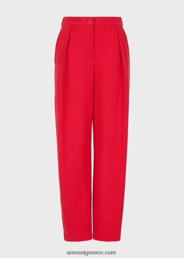 γυναίκες Armani παντελόνι ζέρσεϊ ψαροκόκαλο ζακάρ με βελάκια 4046R6265 το κόκκινο