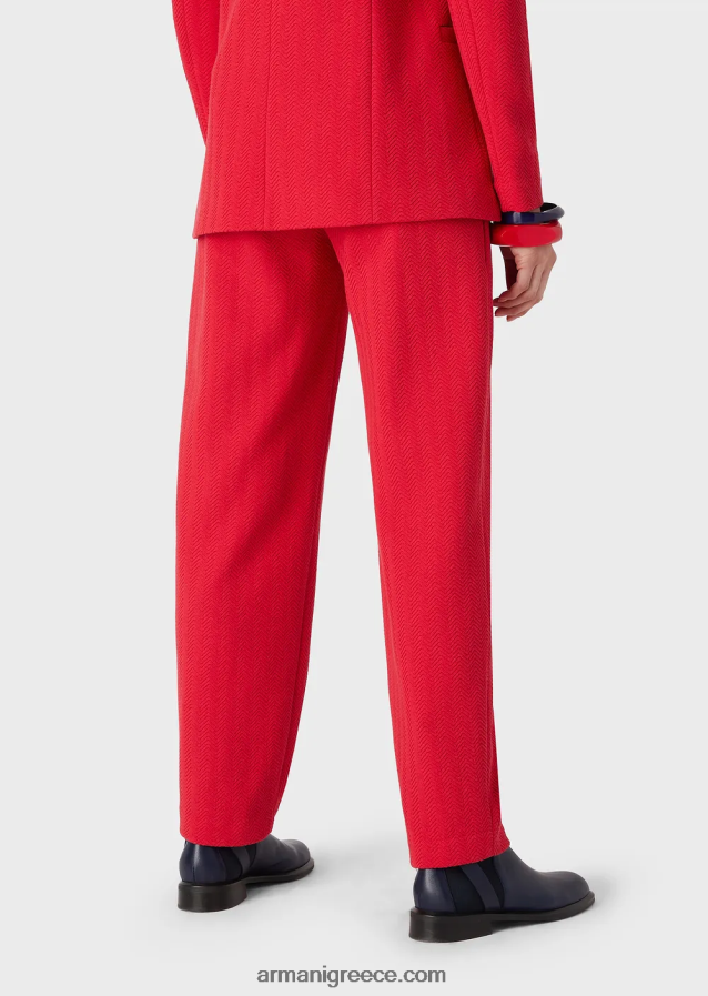γυναίκες Armani παντελόνι ζέρσεϊ ψαροκόκαλο ζακάρ με βελάκια 4046R6265 το κόκκινο