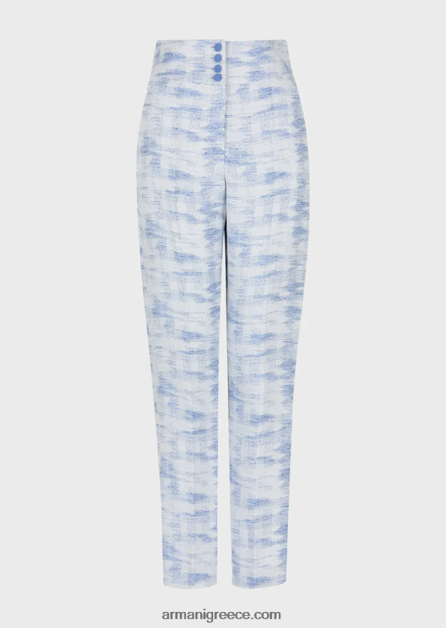 γυναίκες Armani ψηλόμεσο παντελόνι σε ντεγκραντέ μείγμα ζακάρ-λινού 4046R6271 πρότυπο