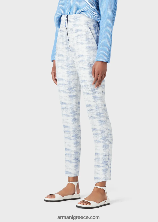 γυναίκες Armani ψηλόμεσο παντελόνι σε ντεγκραντέ μείγμα ζακάρ-λινού 4046R6271 πρότυπο