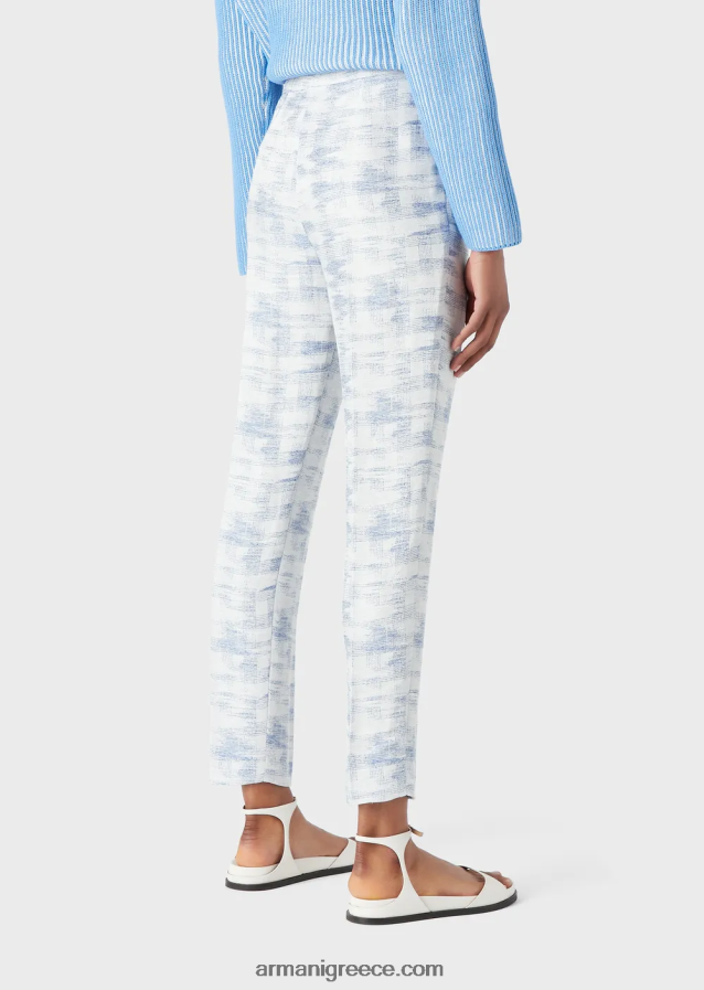 γυναίκες Armani ψηλόμεσο παντελόνι σε ντεγκραντέ μείγμα ζακάρ-λινού 4046R6271 πρότυπο