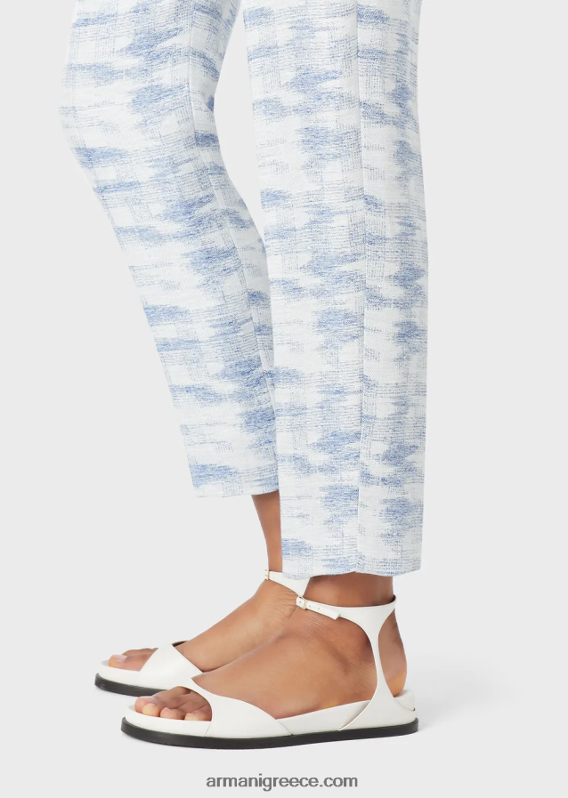 γυναίκες Armani ψηλόμεσο παντελόνι σε ντεγκραντέ μείγμα ζακάρ-λινού 4046R6271 πρότυπο