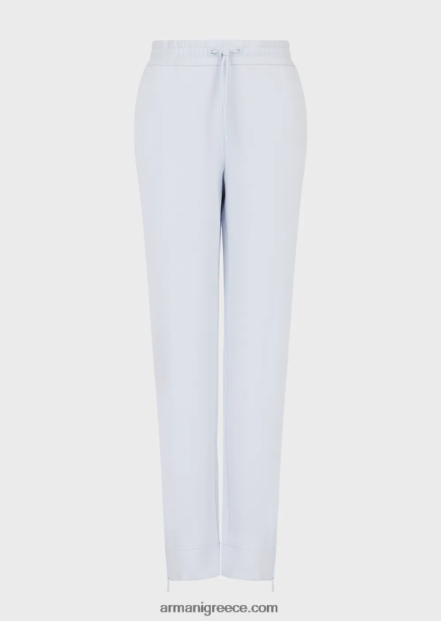 γυναίκες Armani διπλό παντελόνι με κορδόνι περίσφιξης και φερμουάρ στο στρίφωμα 4046R6279 γαλανός