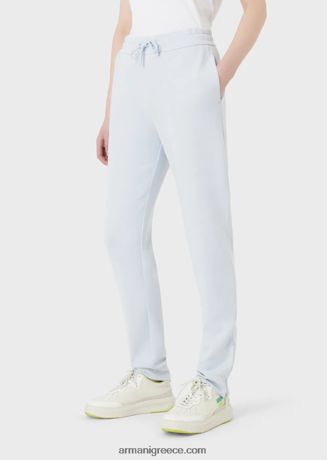 γυναίκες Armani διπλό παντελόνι με κορδόνι περίσφιξης και φερμουάρ στο στρίφωμα 4046R6279 γαλανός