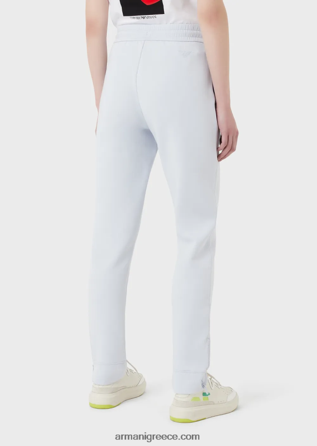 γυναίκες Armani διπλό παντελόνι με κορδόνι περίσφιξης και φερμουάρ στο στρίφωμα 4046R6279 γαλανός