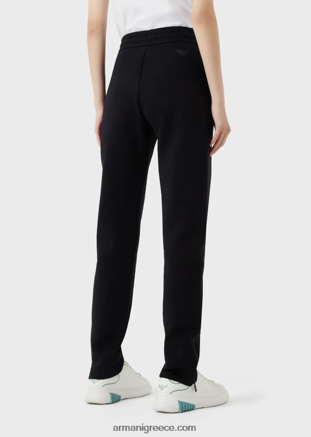 γυναίκες Armani διπλό παντελόνι με κορδόνι περίσφιξης και φερμουάρ στο στρίφωμα 4046R6280 ναυτικό μπλε