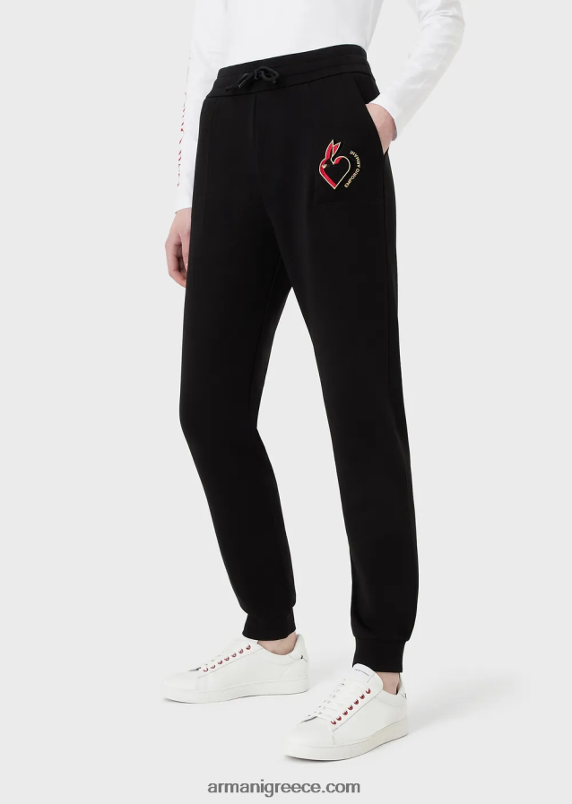 γυναίκες Armani διπλό παντελόνι με κέντημα 4046R6282 μαύρος