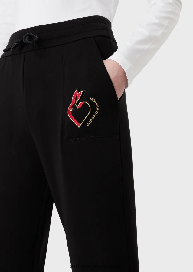 γυναίκες Armani διπλό παντελόνι με κέντημα 4046R6282 μαύρος