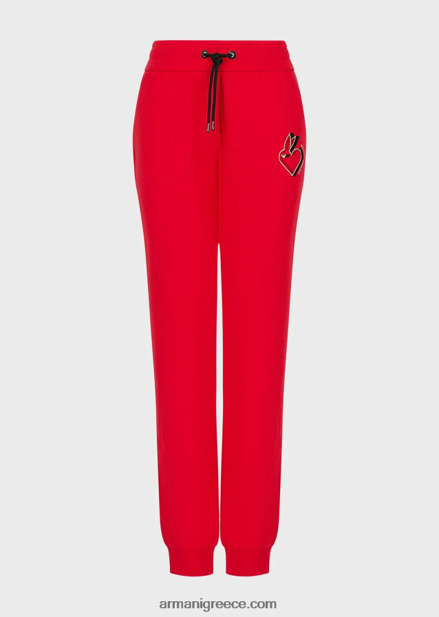 γυναίκες Armani διπλό παντελόνι με κέντημα 4046R6283 το κόκκινο