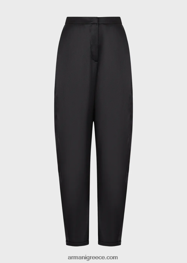 γυναίκες Armani μεταξωτό σατέν οβάλ παντελόνι 4046R6287 μαύρος