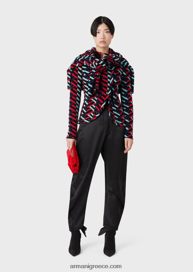 γυναίκες Armani μεταξωτό σατέν οβάλ παντελόνι 4046R6287 μαύρος