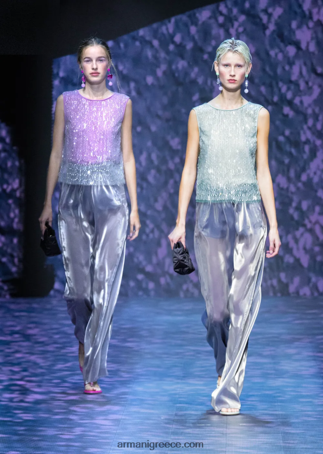 γυναίκες Armani παντελόνι με κορδόνια από ύφασμα με τρίλοβο 4046R6296