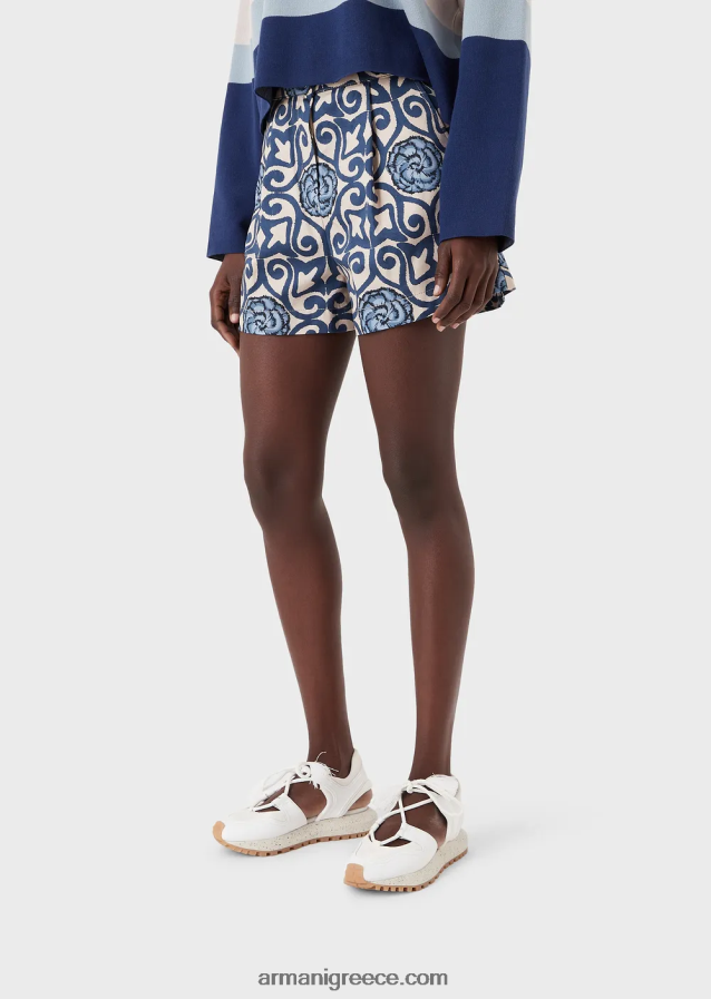 γυναίκες Armani βιώσιμη συλλογή οργανικά σορτς με βελάκια σε όλη την εκτύπωση 4046R6297 Τυπώνω