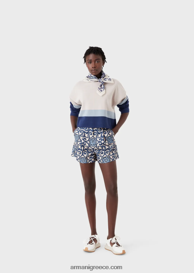 γυναίκες Armani βιώσιμη συλλογή οργανικά σορτς με βελάκια σε όλη την εκτύπωση 4046R6297 Τυπώνω